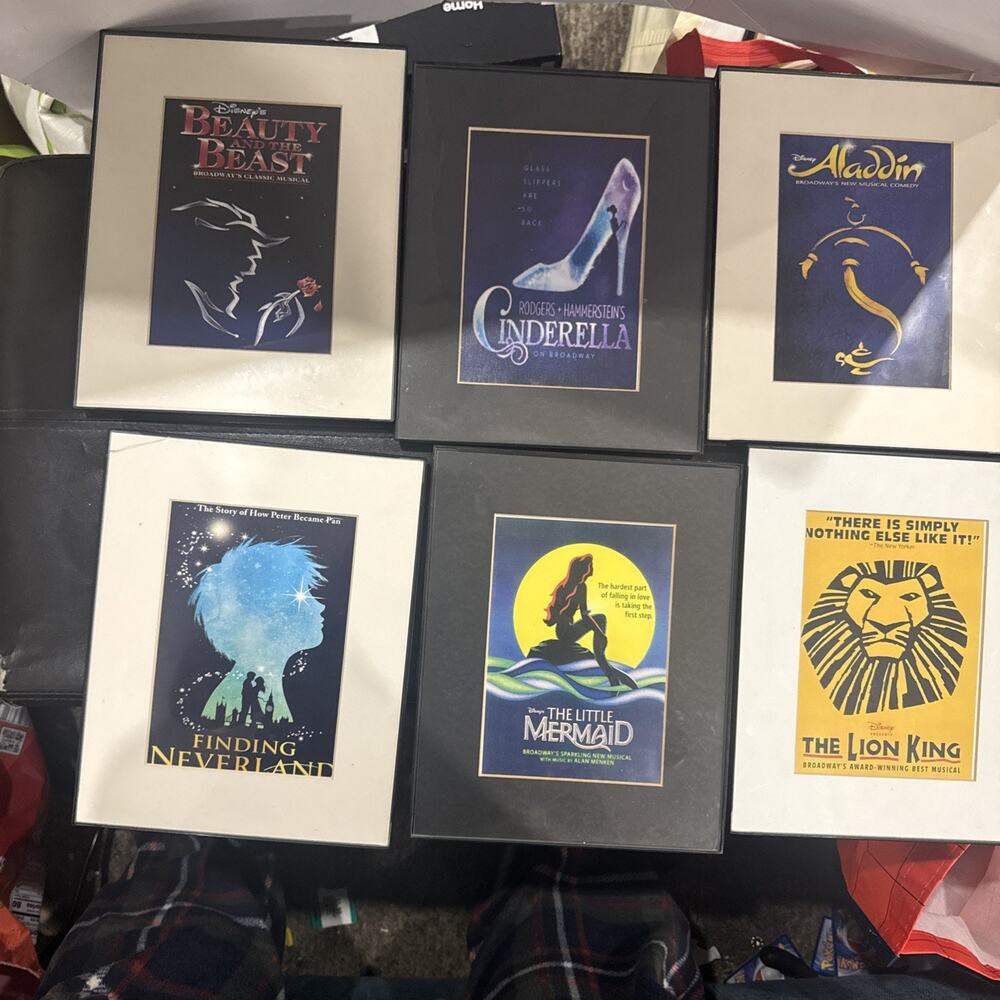 Lot of 6 Disney Musical 8x10 Framed Prints Finding Neverland Frame Cracked